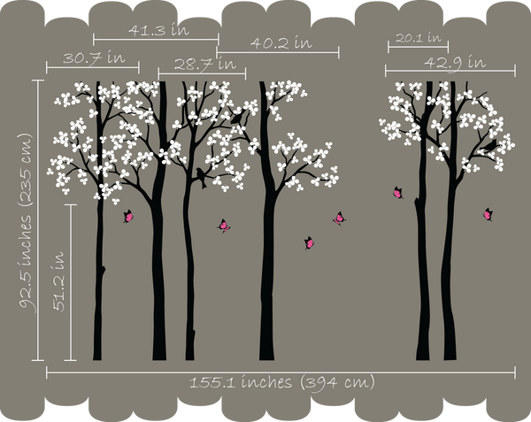 Large Black Tree Blossom Birds Wall Sticker Vinyl Wall Decal Décor