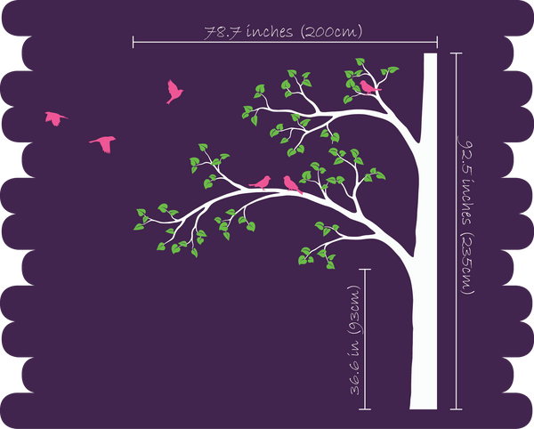 Large Corner Tree Birds Wall Sticker Vinyl Decal Art Décor