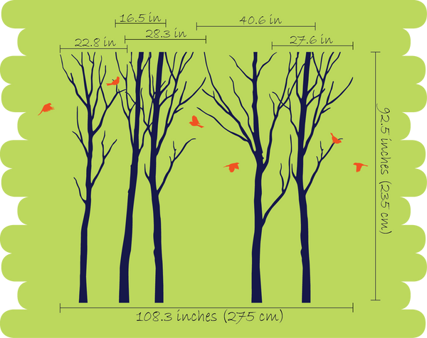 Large Black Trees Birds Nursery Wall Sticker Vinyl Decal Art Decor