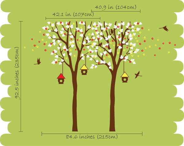 Large Black Trees birds & birdcages Nursery Wall Decal Décor