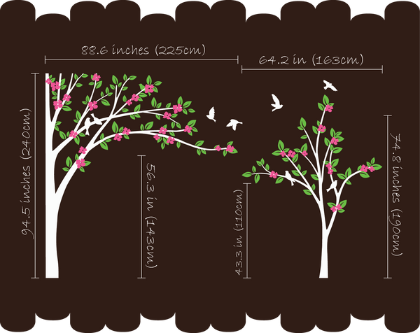 Blossoms Black Trees Birds Nursery Wall Sticker Vinyl Art Decal Décor