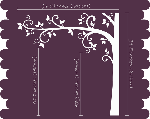 Complete Corner Black Tree with Leaves Nursery Wall Decal Décor