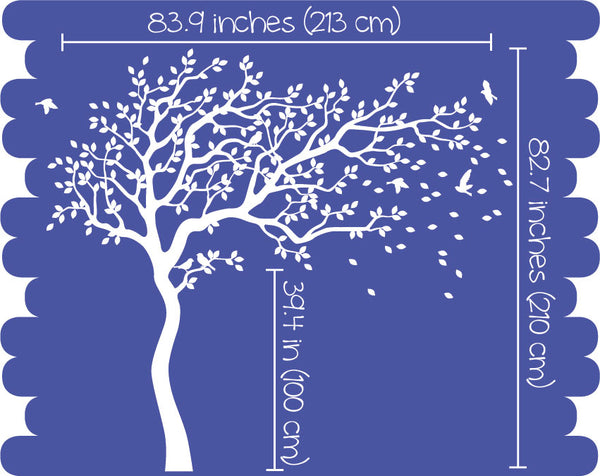 Large Tree Wall Decal with Birds Nursery Wall Sticker Mural Décor