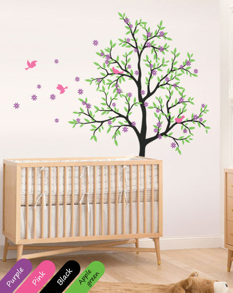 Blossoms Black Tree birds Nursery Wall Sticker