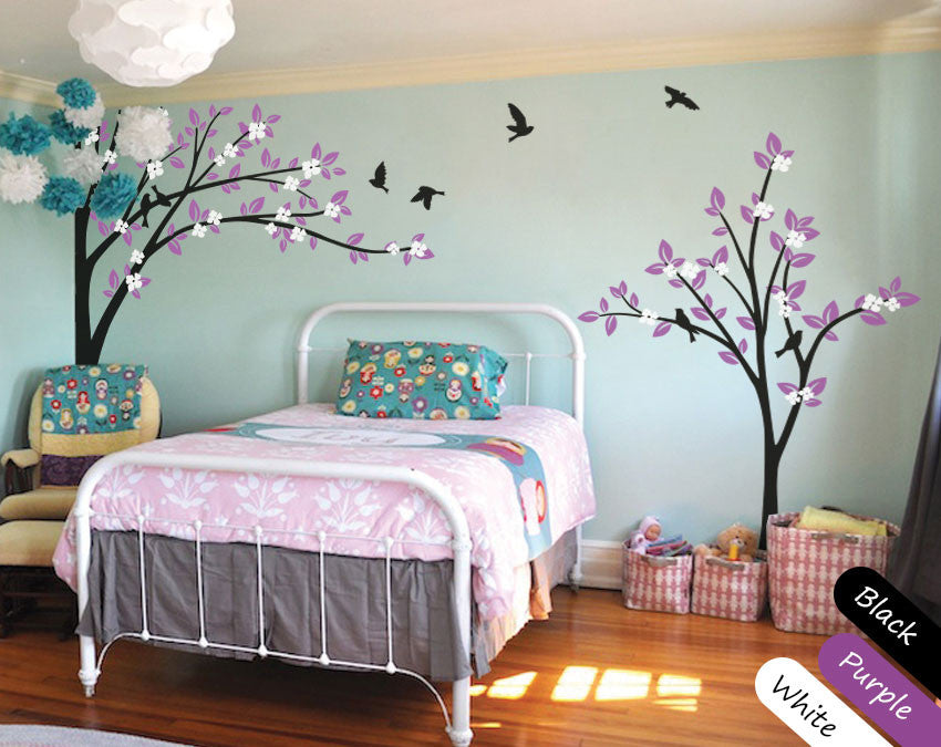 Blossoms Black Trees Birds Nursery Wall Sticker
