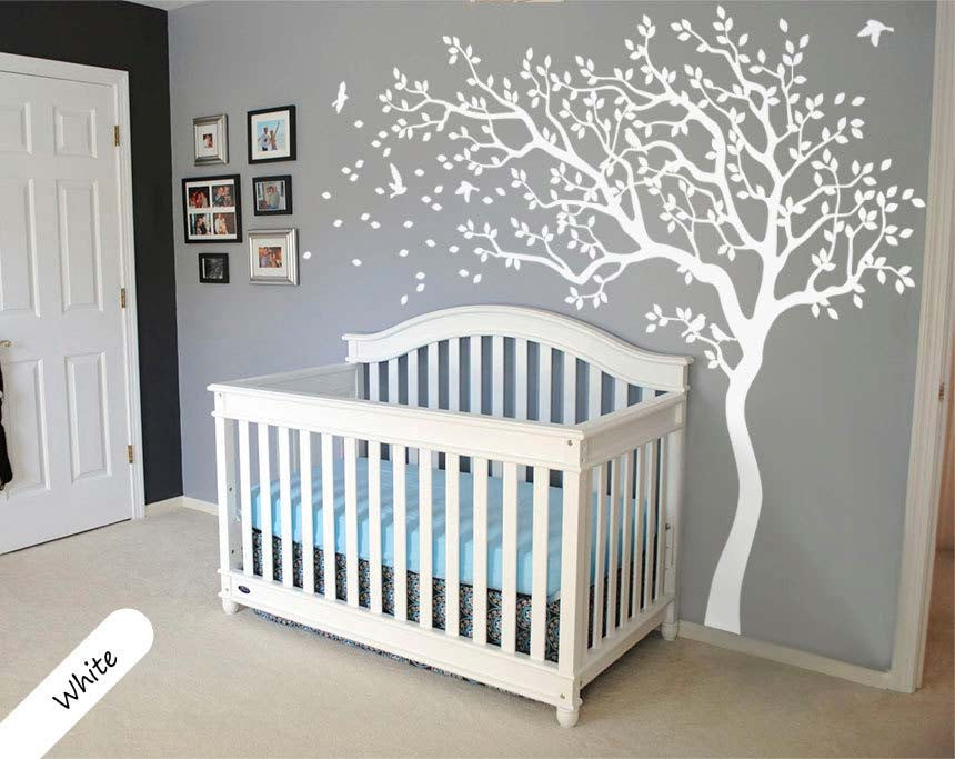 White Tree Wall Decal with Large Branches & Birds Wall Decal Art Décor