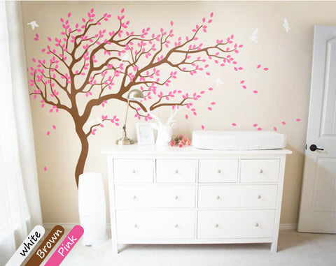 Large Tree Wall Decal with Birds Nursery Wall Sticker Mural Décor