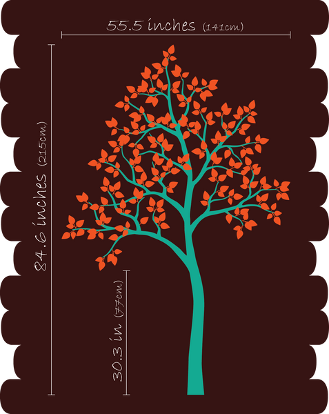 Burgundy Tree with leaves & butterflies Wall Decal Decor