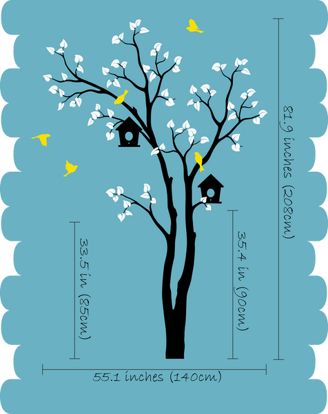Brown Tree Birds House Nursery Wall Sticker Vinyl Decal Décor